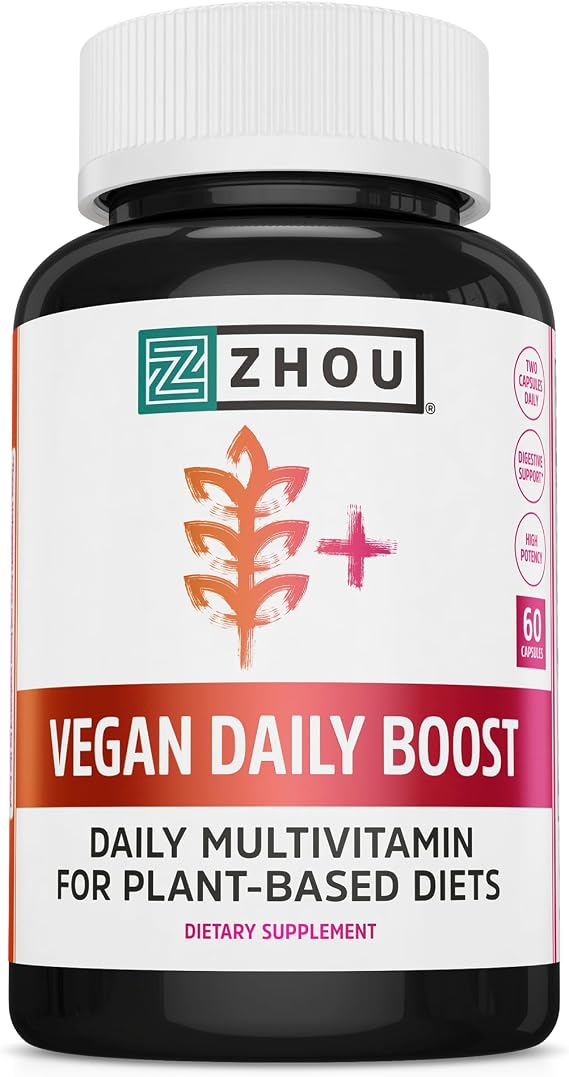 Zhou Vegan Multivitamin for Women & Men - Vitality Support - 60 Veg Caps