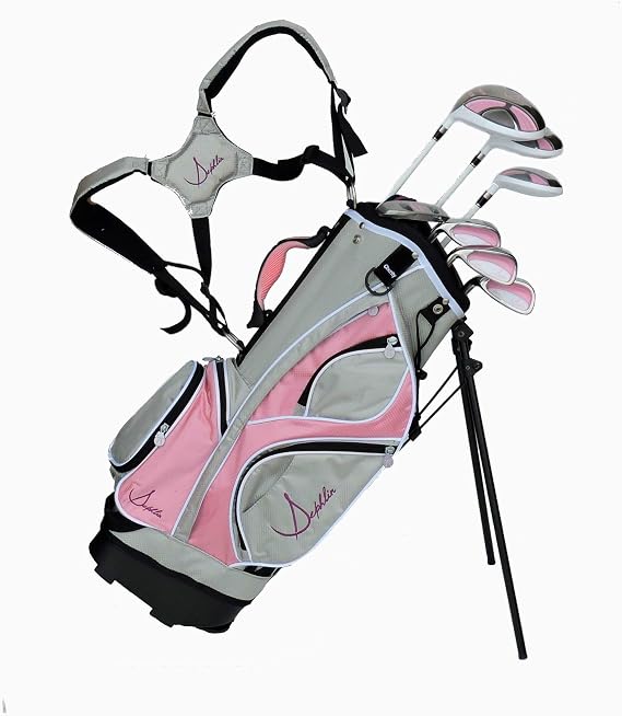 Lady Jade Pink Girls Left Handed 7 Piece Golf Club Set & Golf Bag for Ages 6-10, 2.0