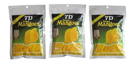 7D Dried Mango Delicious Philippine dried mangoes - 3 Big pack (7.05oz / 200gram)