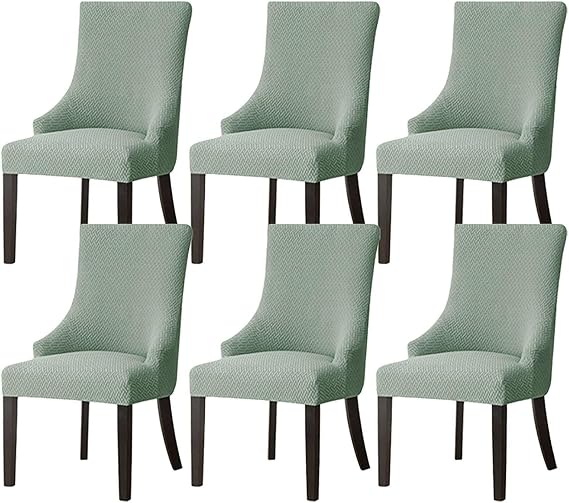 Spandex Wingback Side Chair Slipcover-Light Green-Set of 6