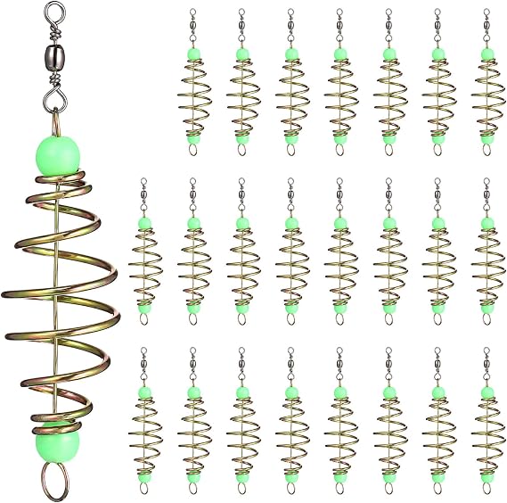 48Pack Fishing Bait Cage, Carbon Steel Spring Coarse Lure Feeder | Carp Bait Holder with Luminous Beads for Dough, Pack Bait and Catfish Rigs, Fish Accessories