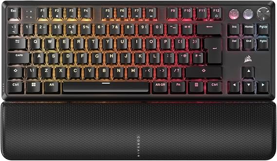 Corsair K70 PRO TKL RGB Tenkeyless Mechanical Wired Gaming Keyboard – Pre-Lubed Hall Effect MGX Hyperdrive Adjustable Switches, Simultaneous SOCD and Rapid Trigger, 8000Hz Polling, QWERTY UK – Black