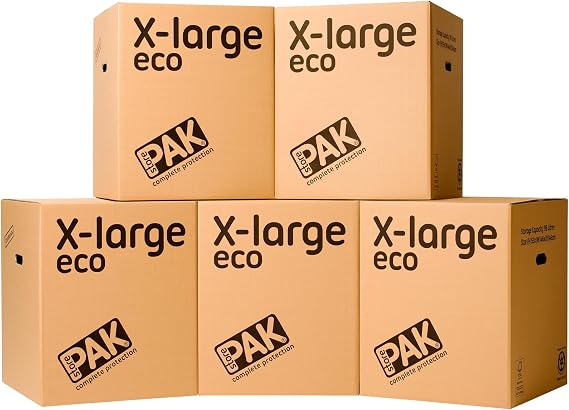 StorePAK Extra Large Cardboard Moving Boxes with Handles (5 Pack)