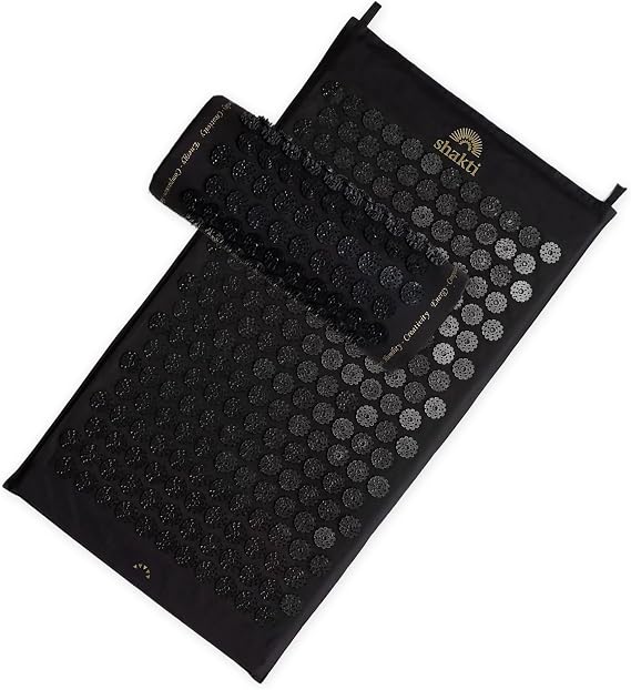 ShaktiMat Classic Acupressure Mat & Neck Pillow Set, Level 2 Intensity in Black, Sustainable & Durable, Relieves Stress & Tension, Promotes Relaxation & Focus