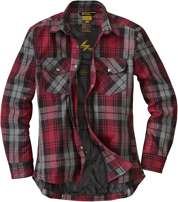 ScorpionEXO Covert Women's Motorcycle Flannel Riding Shirt with Pockets for Optional CE Rated Armor (Red/Grey - X-Large)