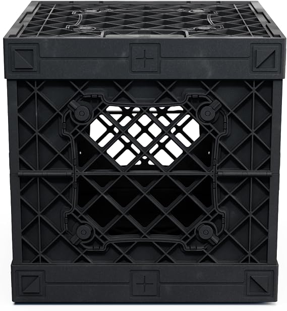 Black Collapsible Storage Crate (13.5 x 13.5 x 13.5, 32L, Modern Style)