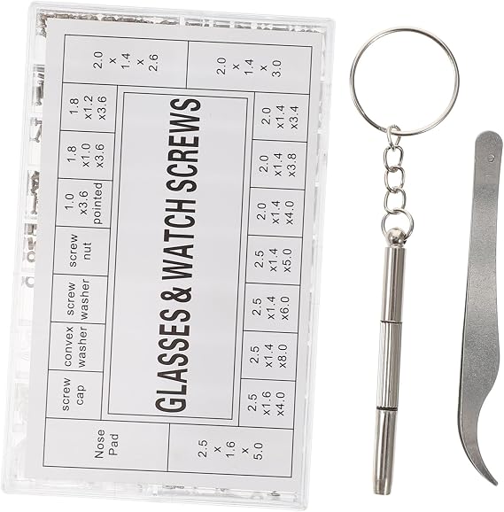 Eyeglasses Repair Kit Zinc Alloy with Screws and Nose Pads