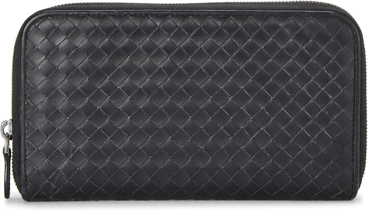 Pre-loved Black Intrecciato Zip Around Wallet, Black
