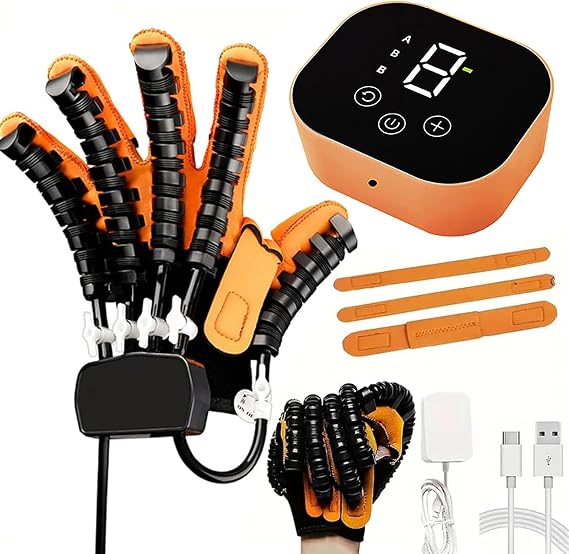 GAOXIAO Finger and Hand Function Rehabilitation Trainer Robotic Rehab Gloves, Rehabilitation Robot Gloves for Stroke and Hemiplegia Hand Therapy Device, Treatment Spasticity Stiffness A Left Hand M