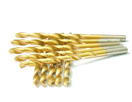 10PCS 3/32" Titanium Coated HSS Twist Drill Bits. for Wood,Metal & Plastic,General Purpose. (3/32)