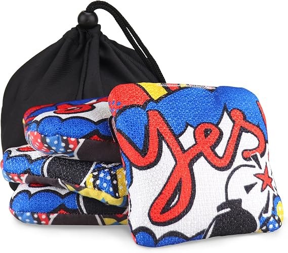 mytag Cornhole Bags Set of 4 Professional Grade, Dual Sided Slick and Stick Cornhole Bean Bags with Carry Bag