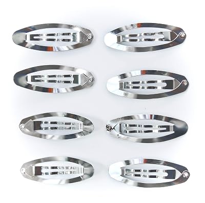 50pcs Metal Silver Oval Shape Snap Hair ClipsBarrettes for DIY 60mm
