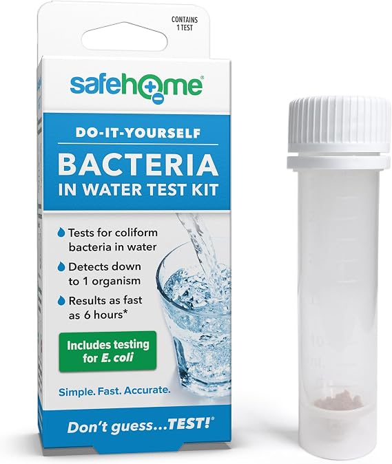 Safe Home DIY Bacteria in Water Test Kit Results as Fast as 6 Hours Detects 50 Different Species of Coliform Bacteria EPA Lab Certified Made in the USA (1 Pack)