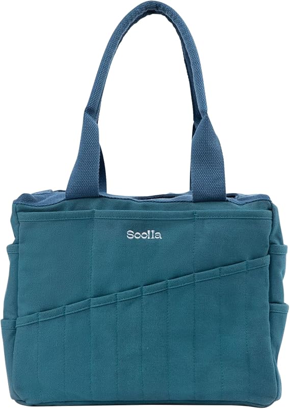 Soolla Studio Bag: Pottery Tool Bag & Craft Storage, Art Supply Organizer, Washable Tote, Knitting Yarn, Crochet Projects, 30 Pockets, 20+ Canvas Colors, Gift for Artists & Teachers (Aquamarine)