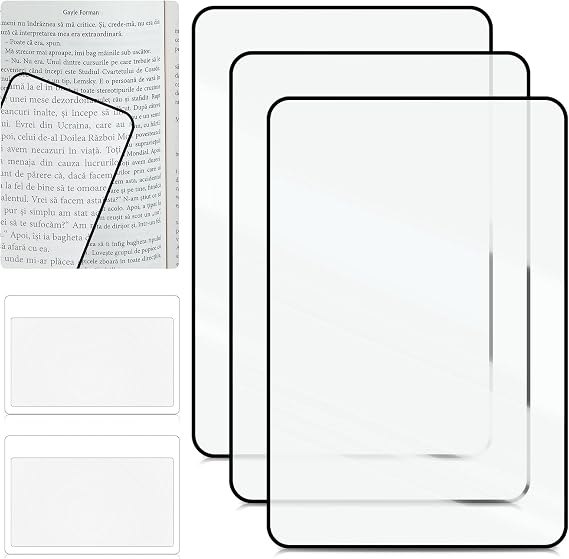 Reading Magnifier for Books, 5 Pcs 3 X Magnifying Sheet Lightweight Full Page Magnifier for Reading Plastic Fresnel Lens for Elderly and People with Low Vision Read Small Prints, Maps and Books