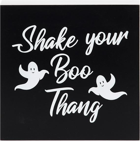C&F Home 5" "Shake Your Boo Thang Script Block Halloween Shelf Sitter Centerpiece Living Room End Table Fireplace Mantle Cute Fun Spooky Decor Decoration Black