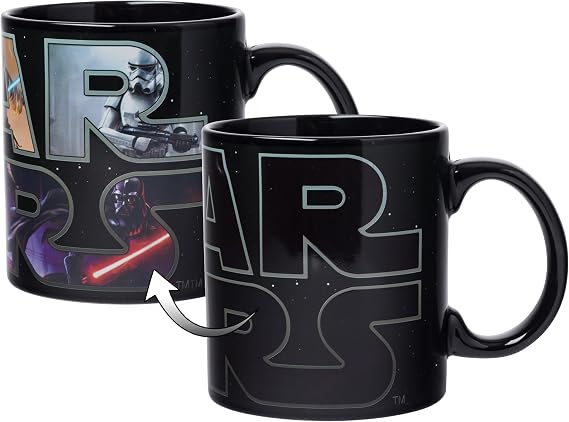 Silver Buffalo Star Wars Logo, Heat Reveal Ceramic Mug, 20oz | Coffee Cup, Boba Fett, Yoda, Luke, C-3PO, R2-D2 and Darth Vader, Stormtrooper, 0.59 Liters