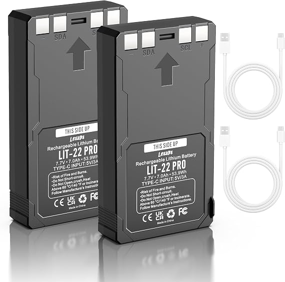 Lesaps 2Pack 7000mAh Rechargeable LIT-22 Battery for SPYPOINT Trail Camera | Professional Lithium Battery Compatible with SPYPOINT Flex-S/M/Plus, Flex G-36 Cellular Trail Cameras (Includes Type-C Cable)