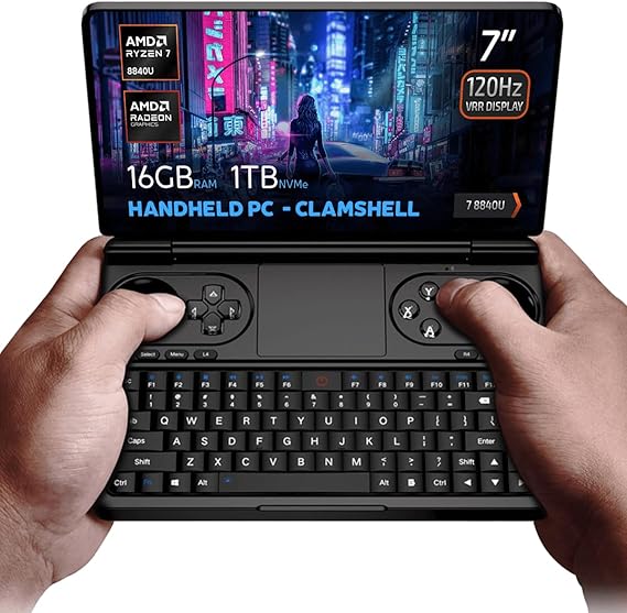 GPD Win Mini 2025 Handheld Gaming PC, AMD Ryzen 7 8840U, 8C/16T up to 5.1GHz, Radeon 780M GPU, 16GB LPDDR5X RAM, 1TB NVMe SSD, 7 1080p 120Hz Touchscreen, Wi-Fi 6E Bluetooth 5.3