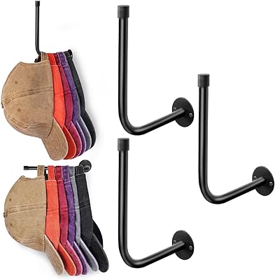 3 Pack Hat Racks for Baseball Caps,6.3 Metal Hat Holder Storage Organizer,Space Saving Holds 20 Caps Modern Design Wall Mount Hat Organizer for Entryway, Bedroom,ClosetBlack
