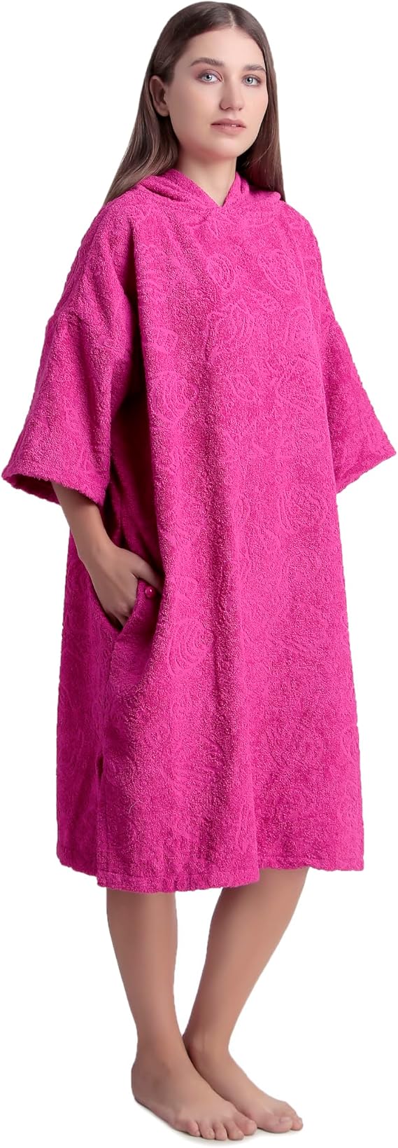 ALLEN & MATE Hooded Towel Poncho for Adults Terry Cotton Changing Robe for Beach Swimming Surfing Bathing Watersports Indoor & Outdoor Activities