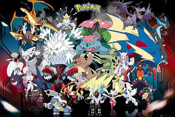 Pokemon Mega Evolution - Anime TV Show & Gaming Poster (Mega Evolution Characters) (Size: 36" x 24")