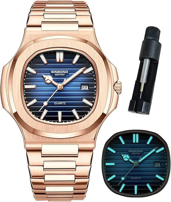 BINBOND Watches for Men Stainless Steel Classic Business Dress with Date Casual Luxury Mens Wrist Watch Waterproof Luminous