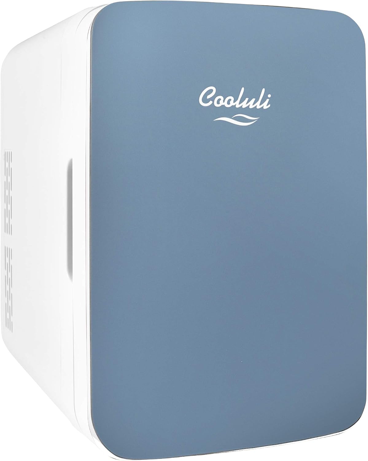 Cooluli 10L Mini Fridge for Bedroom - Car, Office Desk & College Dorm Room - 12v Portable Cooler & Warmer for Food, Drinks, Skincare, Beauty & Makeup - ACDC Small Refrigerator with Glass Front, Blue