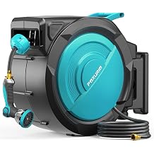 5/8" 75FT Retractable Garden Hose Reel - Heavy Duty Automatic Wall Mounted Hose Reel with 2026 Upgraded UV Resistant, 3/4" Brass Fitting, 10 Pattern Nozzle, 180 Swivel&Any Length Lock Slow Retraction