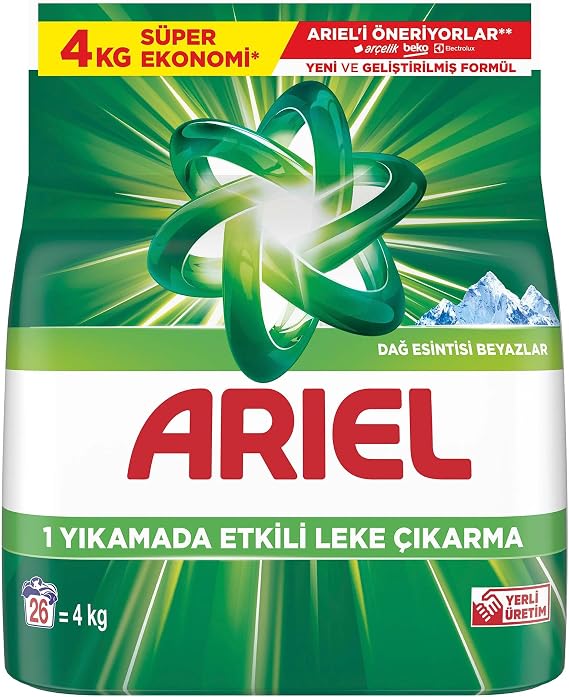 Ariel Dağ Esintisi Beyazlar Toz Çamaşır Deterjanı 4 Kg 26 Yıkama
