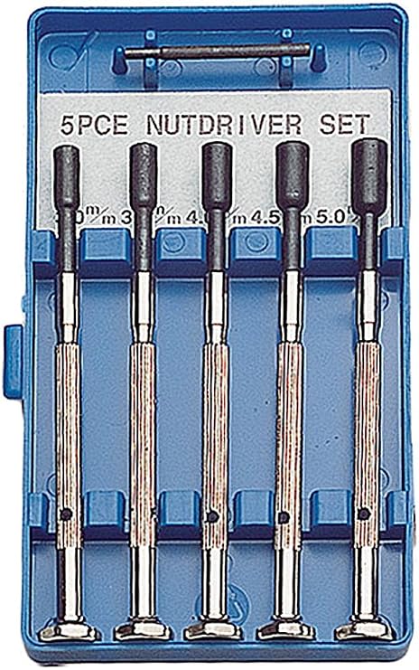 Eurotool 5 Piece Nut Driver Set | 3.00-5.00mm, Nickel Plated Hex Heads
