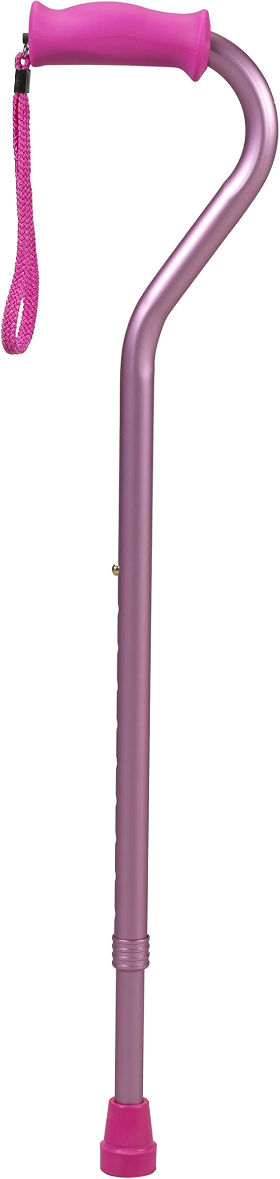 PCP Offset Walking Cane, Height Adjustable, Senior Living Mobility aid, Increased Stability and Support, Molded Grip, Pink,214173