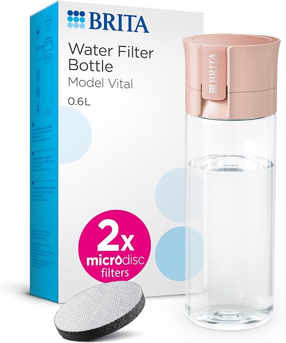 BRITA Water Filter Bottle Model Vital (600ml), 2x MicroDisc Filters