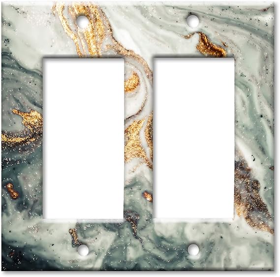Art Plates 2-Gang Rocker Decorator OVERSIZE Switch Plate - OVER SIZE Wall Plate - Gold Granite - Made in USA