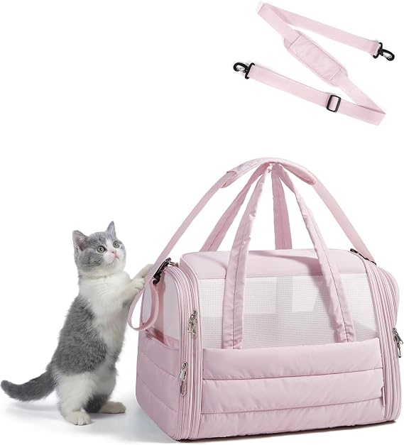 BAGSMART Cat Carrier Soft-Sided Puffy Quilted Collapsible Pet Travel Bag