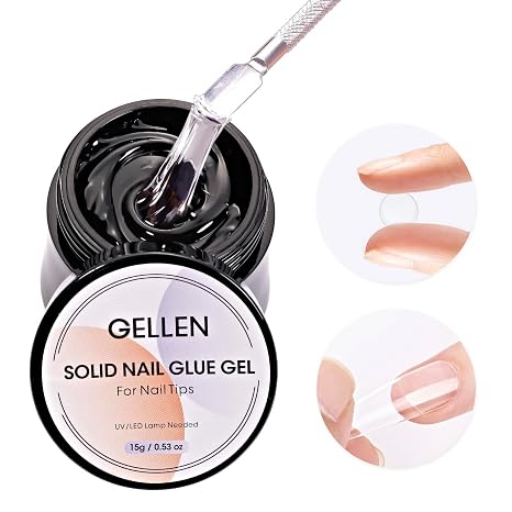 Gellen Solid Nail Glue Gel, 15g UV/LED Cure For Press On Nail Tips