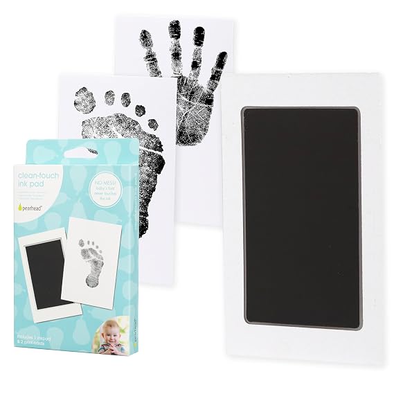 Pearhead Inkless Baby Hand and Footprint Kit Mess Free Clean Touch Ink Pad for Newborn Keepsake, Zero Ink on Skin, Dog Nose & Paw Print Kit, Ideal New Mom Gift, 1 Ink Pad  2 Art Cards