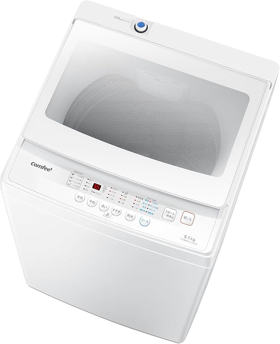 Comfee CAC06EW55/W-S1 Washing Machine, 12.1 lbs 5.5 kg, For 1 - 3 People, Fully Automatic Washing Machine, Stainless Steel Tank, Air Drying, Reservation Function, Room Drying, Glass Door, Compact