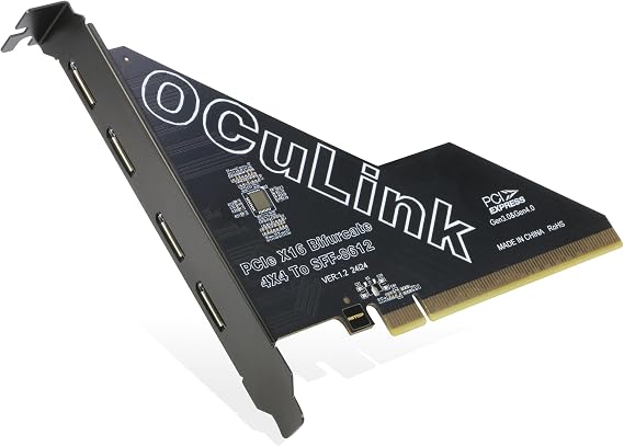 RIITOP PCIe to Oculink Adapter [4-Port], PCIe 4.0 x16 to SFF-8612 (SFF-8611 Female) Full-Speed 64Gbps*4Port for eGPU(PCI-e x4x4x4x4 Bifurcation Required)