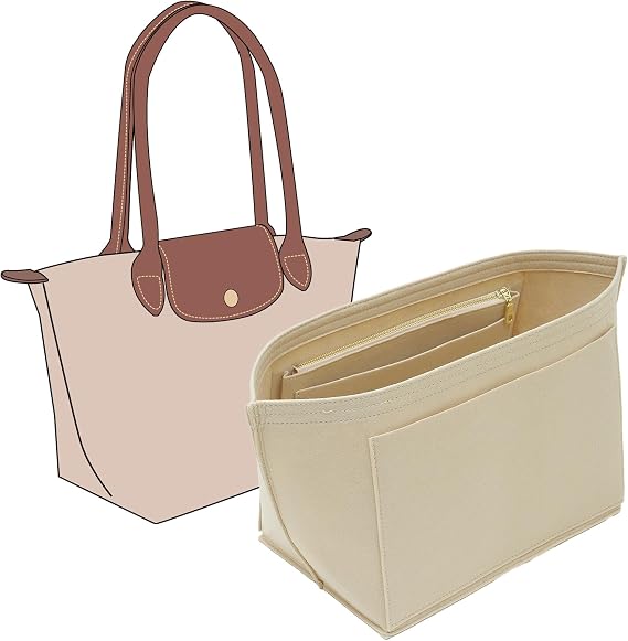Purse Organizer Insert for Longchamp Le Pliage L, Felt Anti-Sag