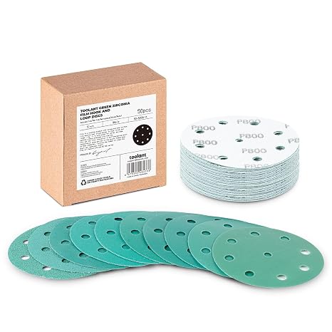 toolant 5" 9 Hole 60-800 Grit Sanding Discs Hook&Loop, 50pack