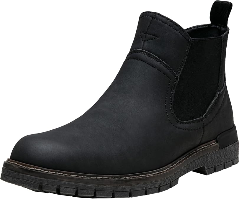 Jousen Men's Chelsea Boots Casual Slip On Ankle Boots with Memory Foam | Crease-Resistant Soft Upper, Cushioned PU Sponge Insole,Textured TPR Outsole for Men Smart Casual Occasions