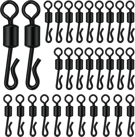 30-Pack Quick Change Fishing Barrel Swivels - Ball Bearing Rolling Swivels for Tackle, Strong & Smooth Corrosion-Resistant Swivels, Essential Fishing Accessory for Anglers