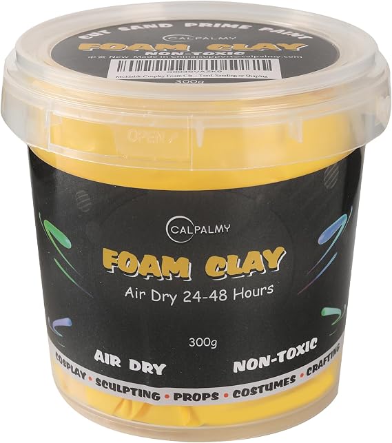 Moldable Cosplay Foam Clay Yellow Colors (300g) High Density and Quality for Intricate Designs | Air Dries to Perfection for Cutting with a Knife or Rotary Tool, Sanding or Shaping