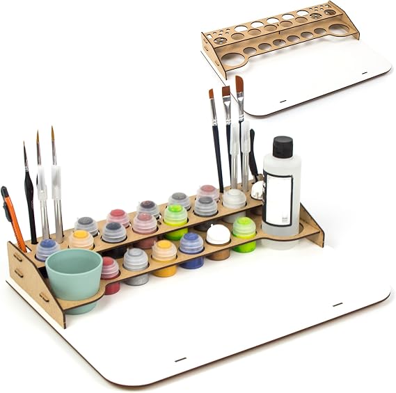 PROSCALE Holder organizer paintings miniature model building kit citadel painting set vallejo pot paintings brushes citadel vallejo acrylic miniatures warhammer model building models (table B)