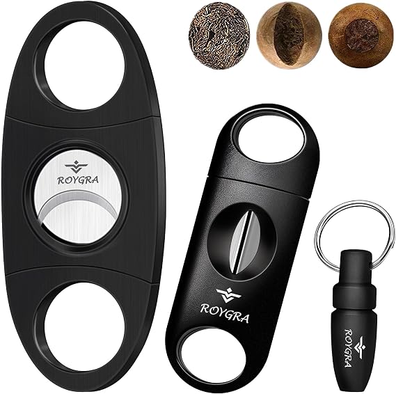 roygra Cigar Cutter (3 Pack) - Guillotine, V Cut, Punch, Gift Box Packaging | Stainless Steel Guillotine, Enlarged V-Cut, Separable Punch, Clean Cut - Cigar Smoking Accessories for Men, Gifts for Smokers