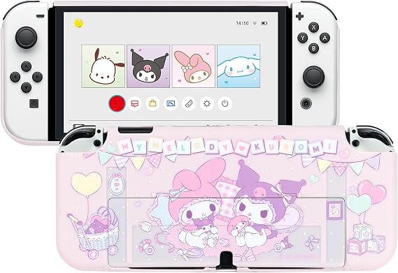 Kuitmor Protective Shell for Switch OLED, Dockable Integrated Hard Cover Skin Compatible with Switch OLED and Joystick - KLM