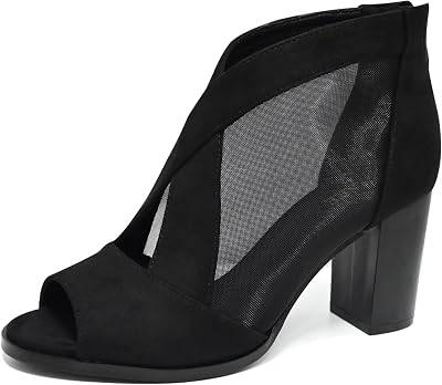 Cut Out Mesh Sandals High Block Heels Peep Toe Summer Ankle Boots