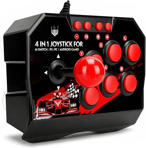 Wired Arcade Joystick, Plug & Play USB Fighting Stick, Nostalgic Arcade Games Accessory, Suitable for PS3/Switch/PC