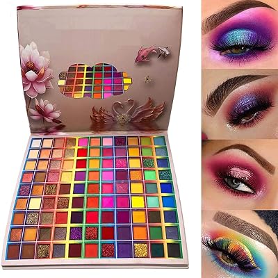 99 Colors Eyeshadow Palette, Matte Shimmer Glitter Rainbow Colors Fusion Makeup Palette, Professional Pigmented Waterproof Eye Shadow Powder Cosmetic